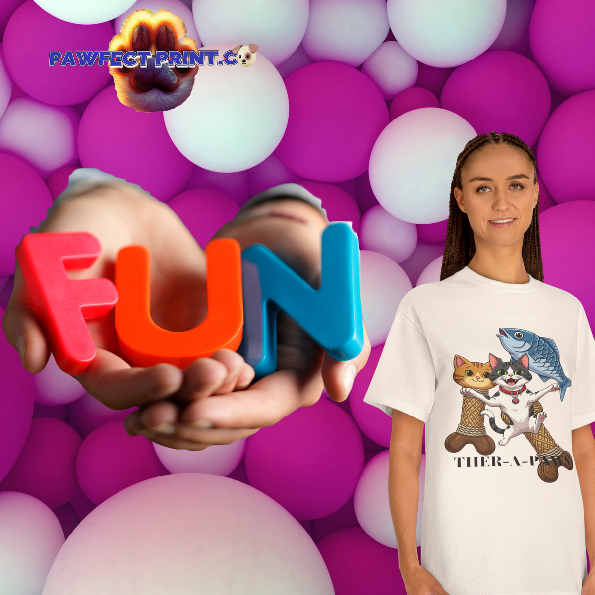 Ther-A-Paws Funny Cat and Fish Halloween T-Shirt